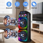 Dual 15  Bluetooth Speaker Subwoofer Heavy Bass Party Sound System W  Mic Lights