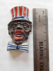 Vtg Black Uncle Sam Figural Pot Metal Pencil Sharpener Made In Occupied Japan