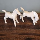 Vintage White Ceramic Horse Foal Figurines Pair Gloss Porcelain Mini Horses