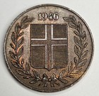 1946 Iceland 5 Five Aurar - Icelandic Bronze World Coin - Km  9