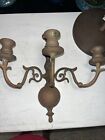 Pair Wrought Iron Metal Antique Wall Sconce 3 Arm Candle Light Fixtures 12    Set