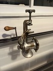 Vintage Best Made Meat Grinder Table Clamp Hand Crank Wood Handle