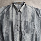 Vintage Alan Stuart Shirt Mens Xxl Gray Abstract Banded Waist Pocket Stretch 