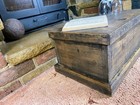 Old Antique Pine Chest  Vintage Wooden Storage Trunk  Blanket Box  Coffee Table 