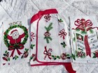 Vintage Set Of Christmas Parisian Prints Linen Kitchen Towels   Apron Nwt