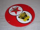 Vintage Texaco With Ethyl Gasoline 8 Ball     11 3 4  Porcelain Metal Gas Oil Sign