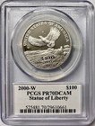 2000-w  100 1oz Platinum American Eagle Pcgs Pr70 Dcam Mercanti 
