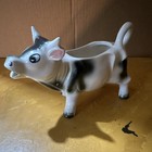 Black Gray White Porcelain Cow Creamer With Matching Salt   Pepper Shakers   53 