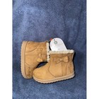 Wonder Nation Toddler Girls Faux Suede Shearling Boots Brown Bow Size 6 New