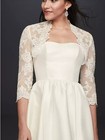 Nwt  129 Davids Bridal Jacket Beaded White Sparkle Lace Size 1x New Long Sleeve