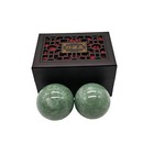 Bcqli 2 greenish Stone Baoding Balls hand Exercise Tool 