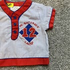 Vintage Mayfair Jr  Baseball Camp Shirt 6-9 Months Red Blue Striped Infant Top