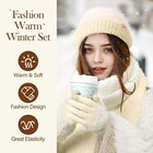Winter Beanie Hat Scarf Gloves Set For Women  Warm Soft Knit Skull Cap Long S   