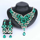 Fashion Crystal Wedding Jewelry Sets Brides Prom Party Costume Necklace Earring 