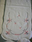 Lot Of 5 Vtg Hand Embroidered Table Runners dresser Scarves W crocheted Edging