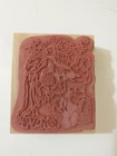 Rubber Stamp Wood Mount 3  X 2 5  Santa Claus Children Angel Christmas Holiday 