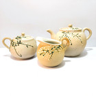Vintage Japanese Tea Set Meiji Pottery Stoneware Sharkskin Glaze
