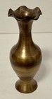 Vintage Midcentury Brass Vase - Made In India - Mcm Metal Decor - Ruffled Rim