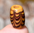 Rare Antique Venetian Tannish Brown Italian Combed Feather Bead  African Trade