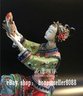 11  Wucai Porcelain Pottery Girl Belle Women Lady Fish Flower Goddess Figurine