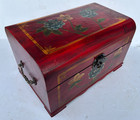 Vtg Red Lacquered Chinese Box Chest