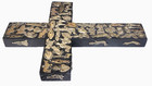 Vintage Estela Ogazon Mexican Folk Art Milagros Wood Cross Signed 10 1 2 X 7 3 4