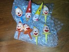 Vintage 1  Clown Head Cake Tops Set Of 8 Some Marked Japan Halloween Decor
