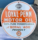 Vintage Loyal-penn Motor Oil Gas Pump Porcelain Sign  Royal 400 Gasoline   Rare