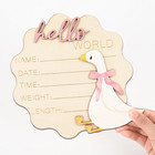 Silly Goose Birth Announcement Sign Pink Bow Goose Newborn Milestone Wooden B   