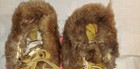  very Old Eskimo Or Alaska Cree  Fully Beaded Vamp  Fur   Leather Moccasins