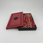 Vtg 50 s Crisloid Top Grade Red Bakelite Standard Dominoes Set In Case