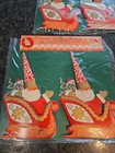 Lot Of 14 Nos Vintage 60s Christmas Santa Sleigh Cardboard Mantle Die-cut Japan