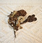 Bundle Of 3 Antique Victorian Mourning Hair Bouquets  Funeral Ornament Keepsakes