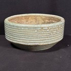 Zanesville Stoneware Homespun 8005 Planter Ribbed Green Speckled Glaze Vtg 60s