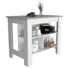 Rockaway 3-shelf Kitchen Island White And Ibiza Marble