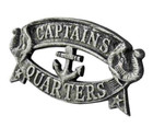 Cast Iron Captains Quarters Wall Plaque Sign Nautical Decor Antique Silver 8  W