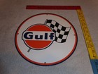 Vintage Gulf Racing Flag 12  Porcelain Metal Gasoline   Oil Service Station Sign