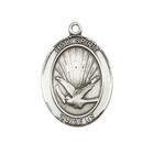 Pewter Holy Spirit Medal 24  Lobster Claw Chain Necklace Lobster Claw Clasp