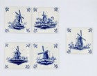 V   tge- Delft Blauw Hand Painted Delftware Tiles-windmill nautical Scenes-holland