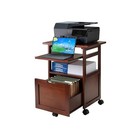 Winsome Piper 3-shelf Wood Mobile Printer Stand With Swivel Wheels Walnut