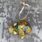 Cloisonn   Enamel Articulated Tropical Fish Ornament Rainbow Colors Rare 