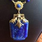 Czech Art Deco Birds Glass Repousse Necklace