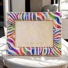 Jay Strongwater Wyatt Zebra 5x7 Picture Frame Rainbow Swarovski Crystal Gold