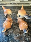 Two Vintage Christmas Deer Fawn Doe Ceramic Porcelain Figurines Japan Mcm