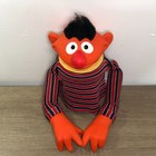 Sesame Street Ernie Puppet Plush Stuffed Animal Toy Plastic 1970 Vintage 12 