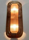 Vintage Art Deco Brass   Glass Rod Wall Ceiling Fixture Sconces Ship Light Lamp