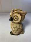 Flocked Wise Owl Penny Bank With Large Yellow Eyes Vintage 1970   s