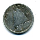 Silver 1943 Canadian Dime 10 Cent Sharp Average Canada Ten C Foreign Coin  7934