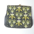 Tapestry Bag Floral Black Vintage Metal Frame Handbag Purse