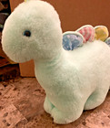 Vtg Eden Toys Wind-up Musical Green Pastel Dinosaur Plush Baby Brontosaurus Toy